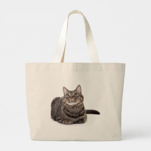 Bolsa Tote Grande Cinza Tabby Cat