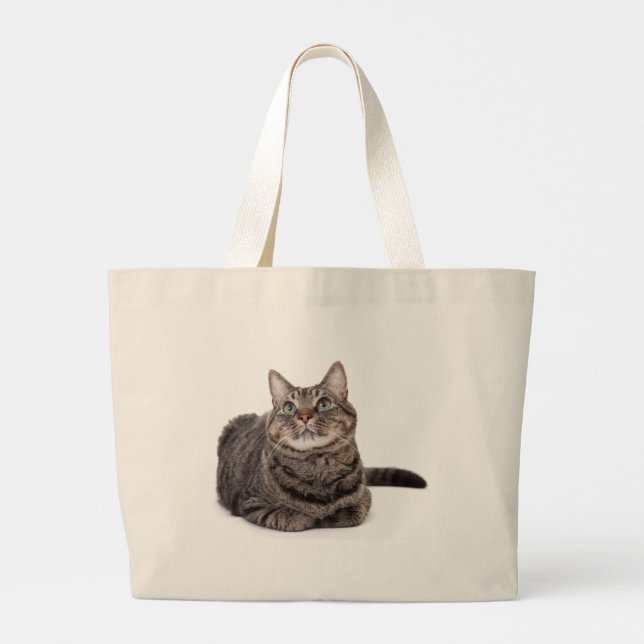 Bolsa Tote Grande Cinza Tabby Cat (Verso)