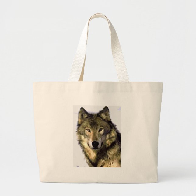 Bolsa Tote Grande Cinza Wolf (Frente)