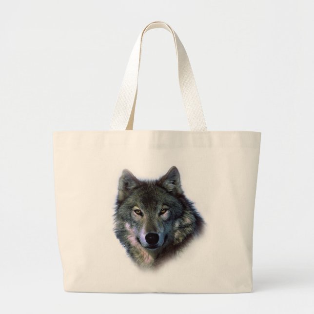 Bolsa Tote Grande Cinza Wolf Eyes (Frente)