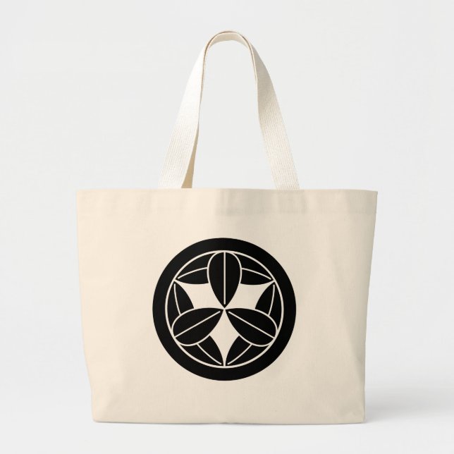 Bolsa Tote Grande Círculo com nove folhas de bambu (Frente)