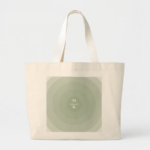 Bolsa Tote Grande Círculo Minimalista em Verde Salvia com Gradiente 