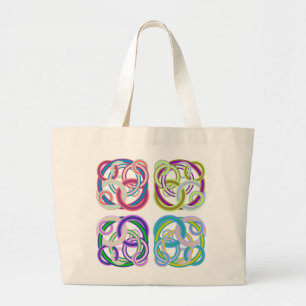 Bolsa Tote Grande Círculos coloridos entrelaçados