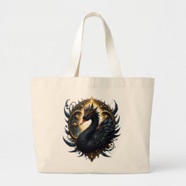 Bolsa Tote Grande Cisne de Obsidiana de Silenciosa Graça – Fantasia 