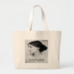 Bolsa Tote Grande Citação Anônima de Virginia Woolf Era uma Mulher