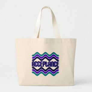 Bolsa Tote Grande Citação de Aceitação no Gráfico Verde Roxo Az