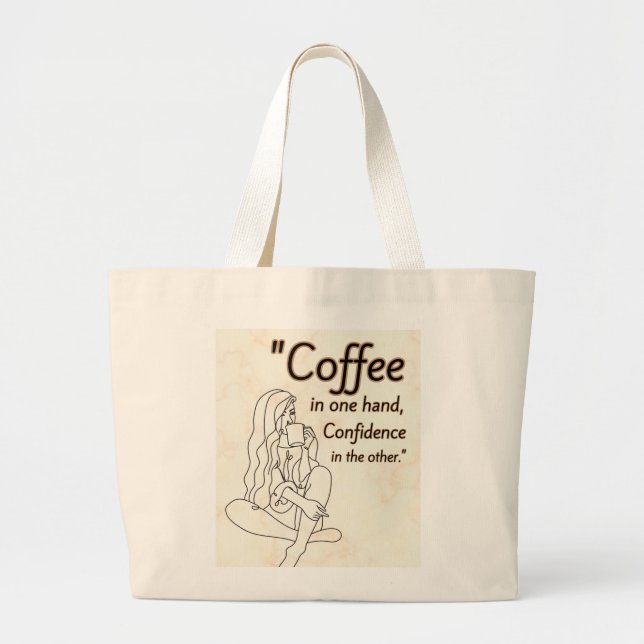 Bolsa Tote Grande citação do café (Frente)