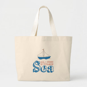Bolsa Tote Grande Citação Náutica Engraçada - Navio-vela que Desenha