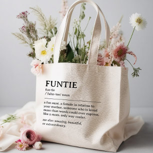 Bolsa Tote Grande Citação Personalizada de Definição de Tia Divertid