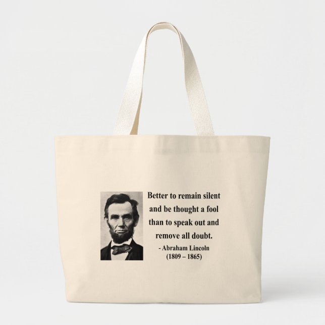 Bolsa Tote Grande Citações 15b de Abraham Lincoln (Frente)