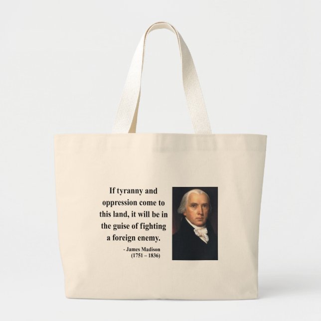 Bolsa Tote Grande Citações 2b de James Madison (Frente)