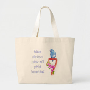 Bolsa Tote Grande Citações de jardinagem engraçadas, Bluebird