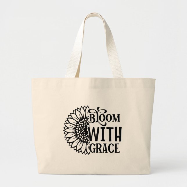 Bolsa Tote Grande Cite bloom grace word art gardening  (Frente)