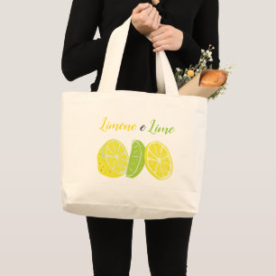 Bolsa Tote Grande Citrino italiano amarelo e verde do limão e do