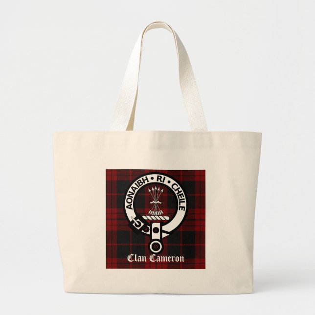 Bolsa Tote Grande Clan Cameron Crest & Tartan (Frente)