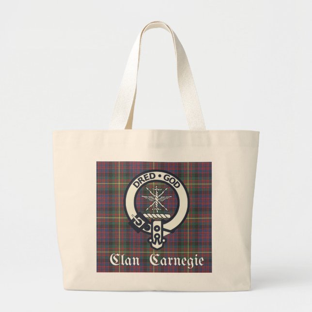 Bolsa Tote Grande Clan Carnegie Crest Tartan (Frente)