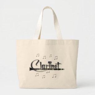 Bolsa Tote Grande Clarinete eu amo o clarinete