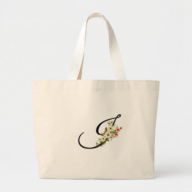 Bolsa Tote Grande Classic monogram I red white flower mother gift (Frente)