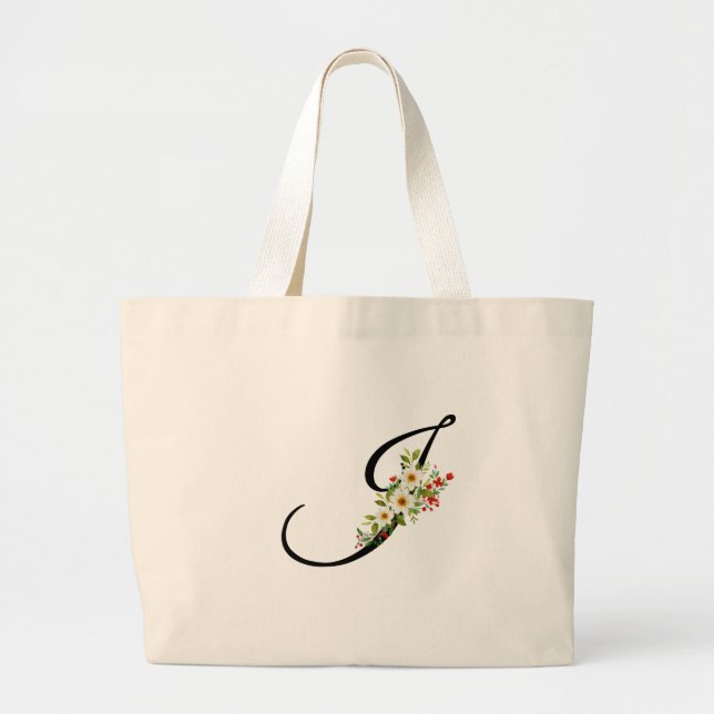 Bolsa Tote Grande Classic monogram J red white flower mother gift (Frente)