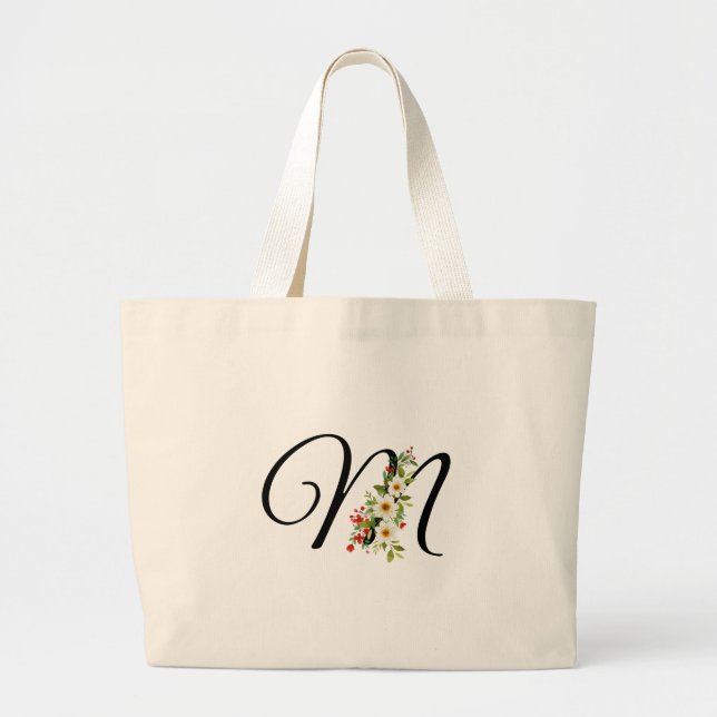Bolsa Tote Grande Classic monogram M red white flower mother gift (Frente)