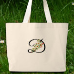 Bolsa Tote Grande Classic monogram  red white flower mother gift<br><div class="desc">Looking for a Mother's Day gift that's both beautiful and useful? This Classic Monogram Tote Bag is just the thing! Imagine the smile on Mom's face when she sees this roomy tote, adorned with a charming monogram and lovely red and white watercolor flowers. It's not just gorgeous, it's incredibly practical...</div>