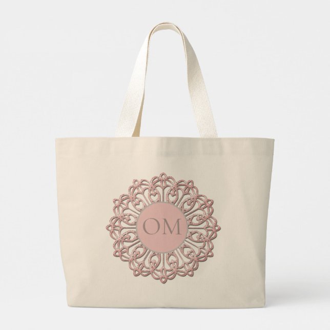 Bolsa Tote Grande Clássico Blush Pink Mandala OM (Verso)