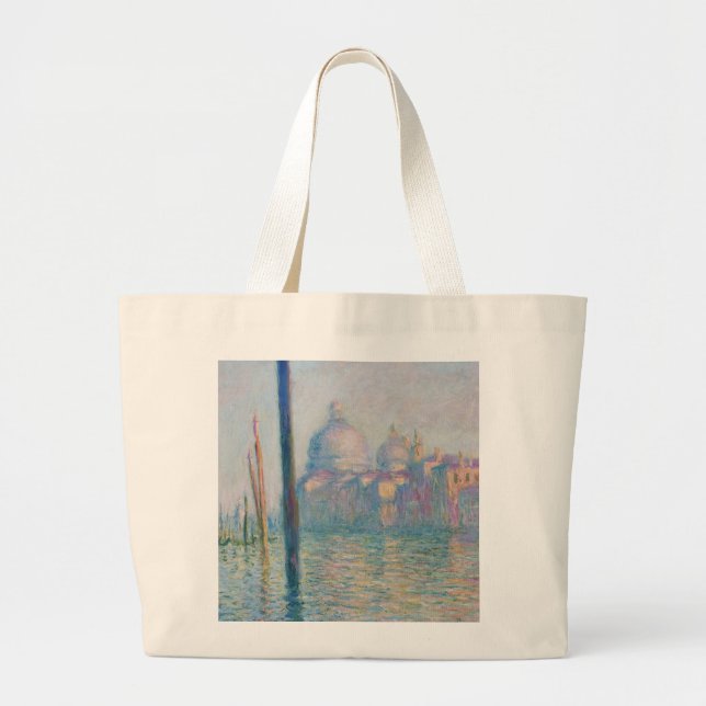 Bolsa Tote Grande Claude Monet Grande Canal Veneza Itália Viagem (Frente)