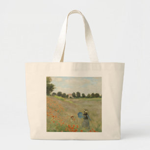 Bolsa Tote Grande Claude Monet O Campo de Papoulas perto de Argenteu
