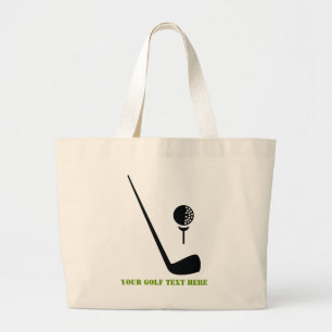 Bolsa Tote Grande Clube de golfe e bola preto, costume verde