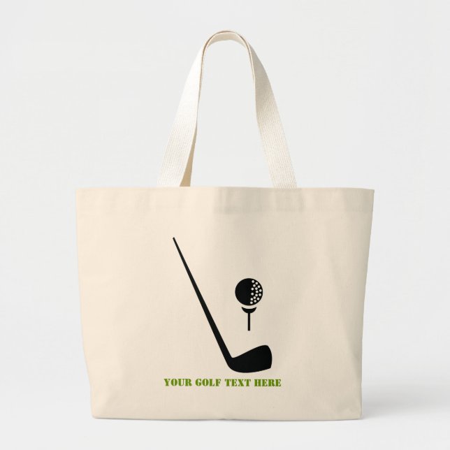 Bolsa Tote Grande Clube de golfe e bola preto, costume verde (Frente)