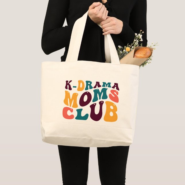 Bolsa Tote Grande Clube de Mães do K-Drama Souvenir Estilo Retro Gro (Frente (produto))