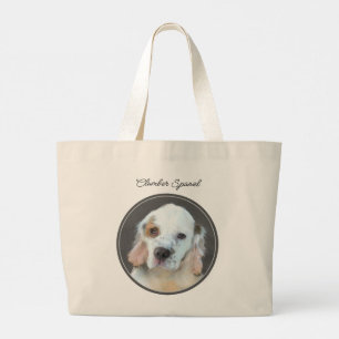 Bolsa Tote Grande Clumber Spaniel Puppy Pintura Original