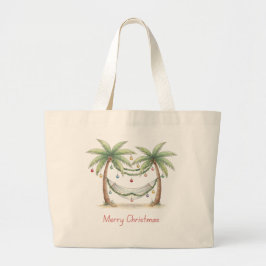 Bolsa Tote Grande Coastal Christmas Palm Trees With Hammock