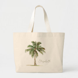 Bolsa Tote Grande Coastal Palm Tree Personalized