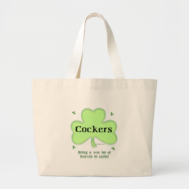 Bolsa Tote Grande Cocker Spaniel Heaven; Ruas. O dia de Patrick Cock (Frente)
