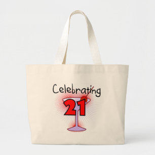 Bolsa Tote Grande Cocktail que comemora 21 camisetas e presentes