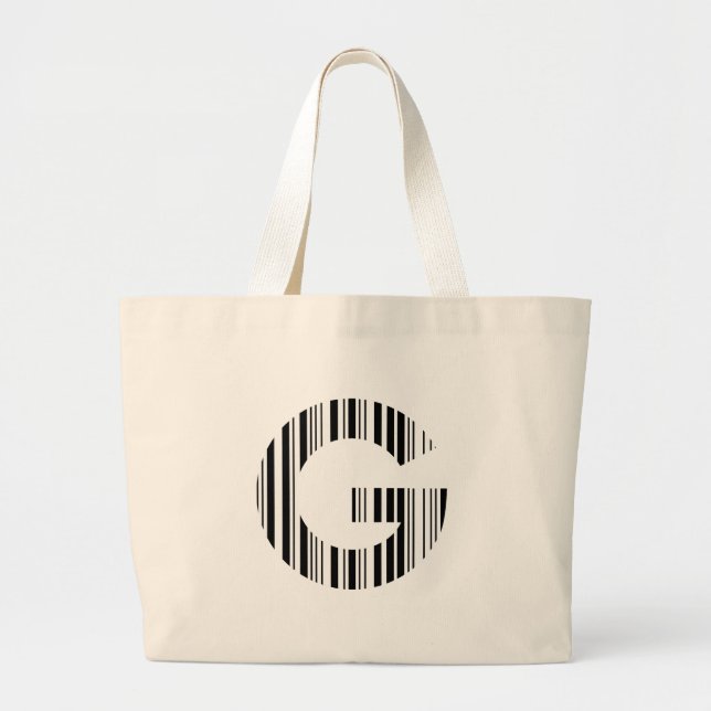 Bolsa Tote Grande CÓDIGO DE BARRAS DA LETRA G Primeiro Padrão de Cód (Frente)