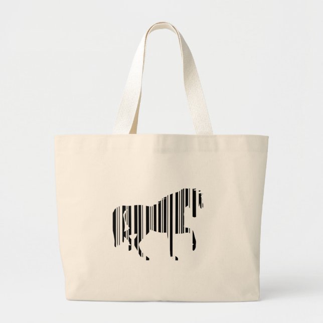 Bolsa Tote Grande CÓDIGO DE BARRAS DE CAVALO Padrão de Código de Bar (Frente)
