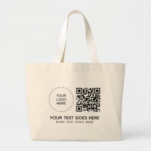 Bolsa Tote Grande Código de barras do logotipo QR do Impressão frent