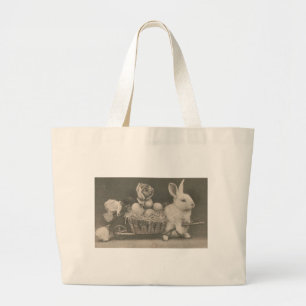 Bolsa Tote Grande Coelho Adorável da Páscoa Vintage