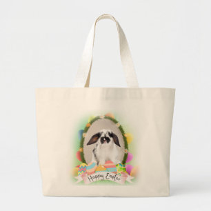 Bolsa Tote Grande coelho felz pascoa, design de ovo