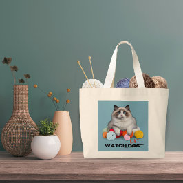 Bolsa Tote Grande Coisa engraçada de fio protetor de gato não bagunç