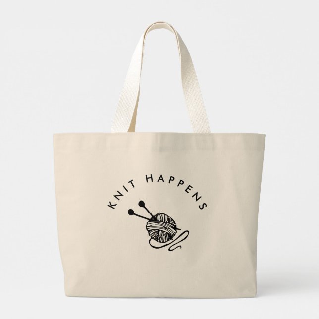 Bolsa Tote Grande Coisa Engraçada Eu Knit Acontece (Verso)