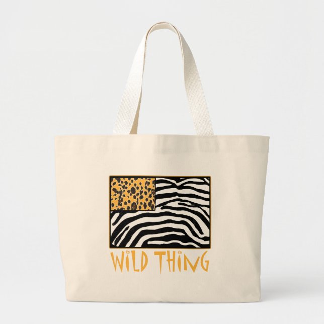 Bolsa Tote Grande Coisa selvagem! Design animal legal do impressão (Frente)