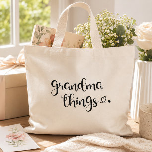Bolsa Tote Grande Coisas Elegantes da Vovó com Letra Fofa Grande