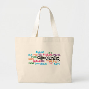 Bolsa Tote Grande Colagem da palavra de Geocaching