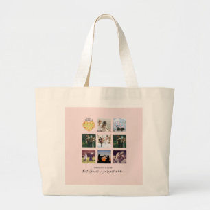 Bolsa Tote Grande Colagem de Fotografias BFF Oferece Amigos Pink Dus