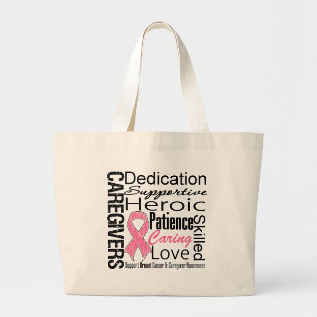 Bolsa Tote Grande Colagem de prestadores de cuidados ao Cancer da ma (Frente)