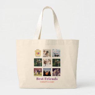 Bolsa Tote Grande Colagem Fotográfica BFF Gift Peanutmanteiga Jelly