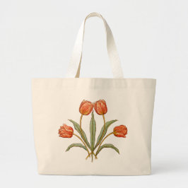 Bolsa Tote Grande Coleção de Pinturas Tulipa Morris Vintage